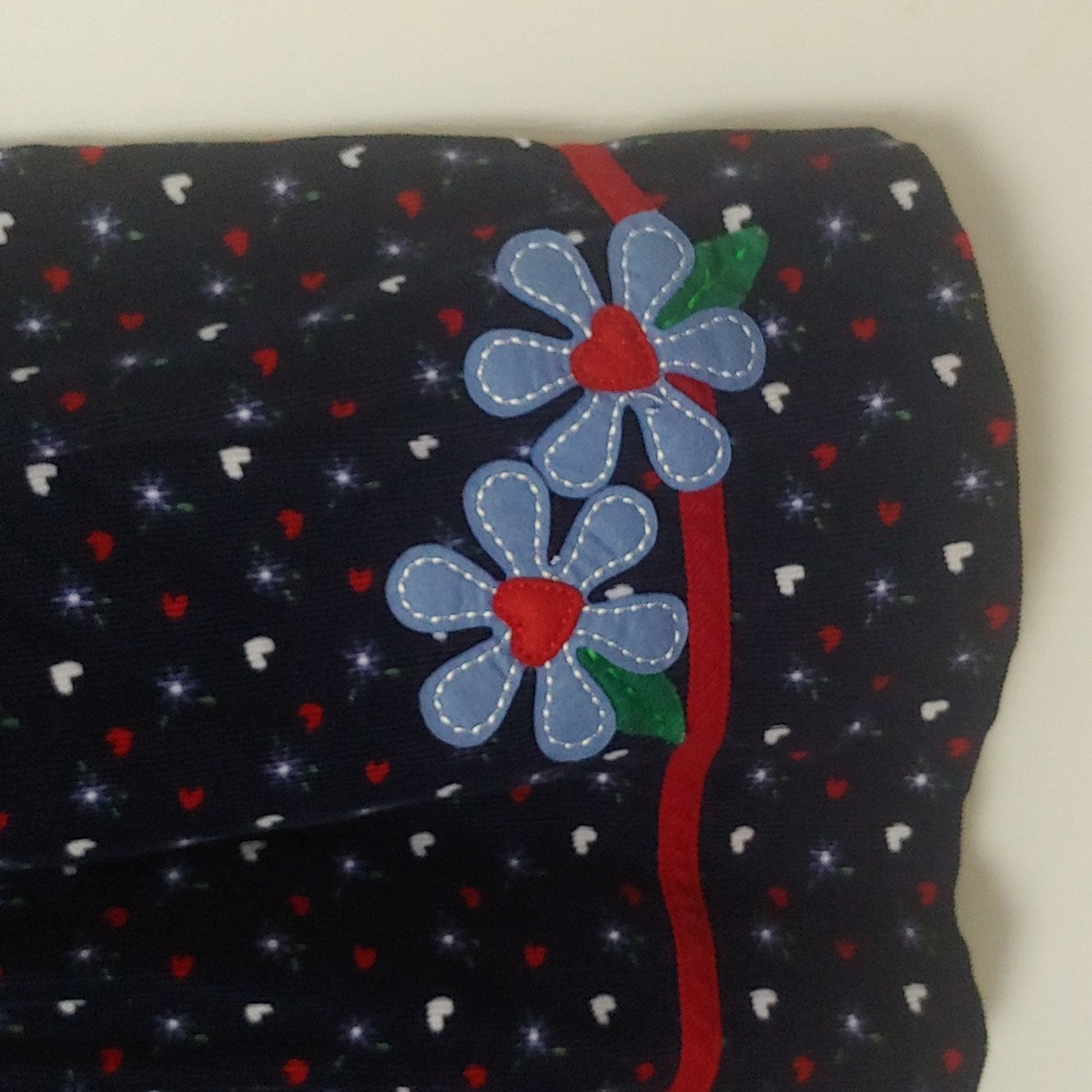 💗 Sophie Rose Navy Blue Pinwhale Corduroy Jumper Dress. Heart print. Size 5 - Picture 4 of 10